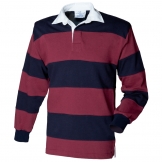 Sewn stripe long sleeve rugby shirt